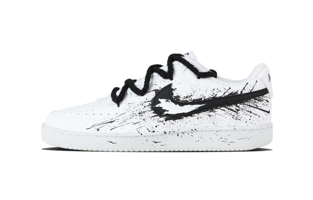 Nike Court Vision 1 Storm Abrasion Resistant Low top Skateboard Shoes Unisex Black White