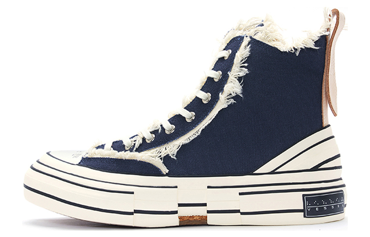 VESSEL Highs Navy Anti-Slip Wear-Resistant High-Top Skateboard Shoes Unisex Blue White