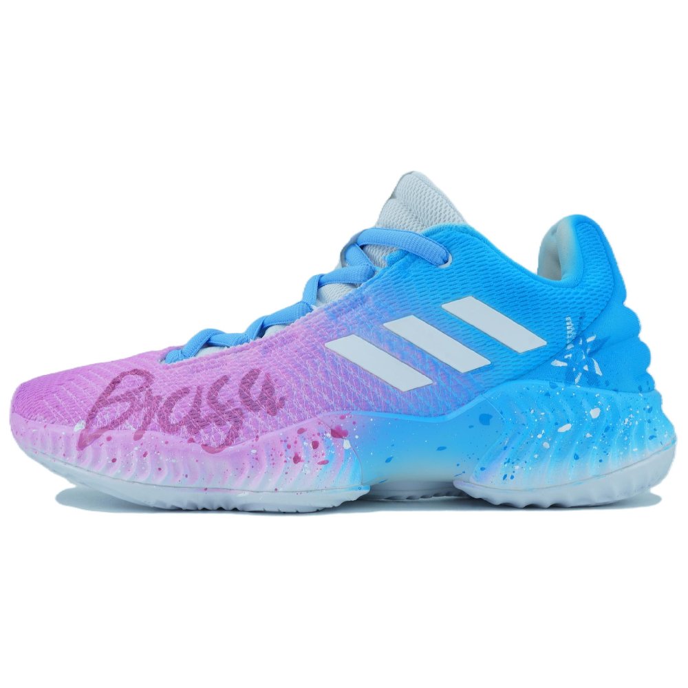 Adidas Pro Bounce 2018 Fenggu Purple Mist Abrasion Resistant Support Rebound Low Top Basketball Shoes Men's Pink Blue