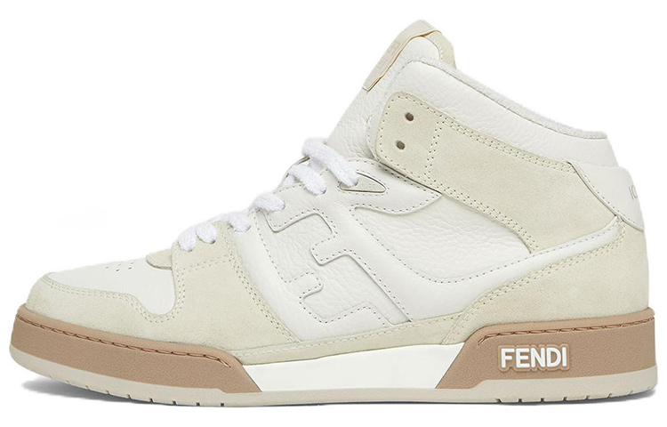 FENDI Match High-Top Stylish Skateboarding Shoes Men's White