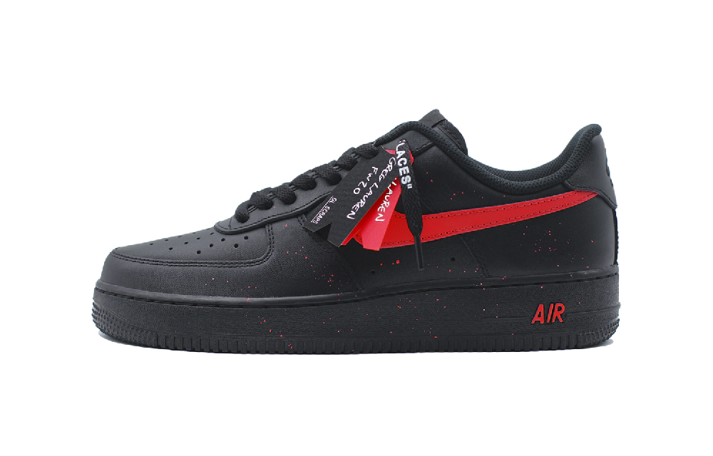 Nike Air Force 1 Abrasion Resistant Low Top Skateboard Shoes Unisex Black Red