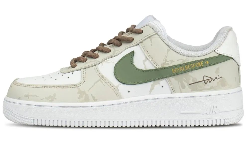 Nike Air Force 107 Coverage Cushioning Abrasion Resistant Height Increasing Low top Skateboard Shoes Unisex White Green