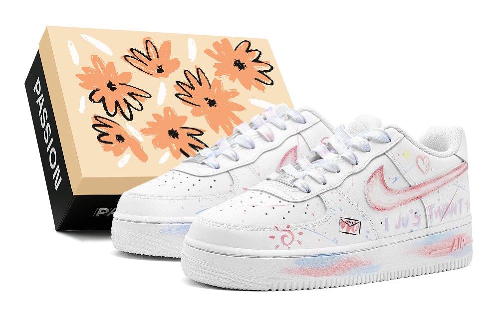 Nike Air Force 1 Slip Resistant Low Top Skateboard Shoes Men's Blue Pink
