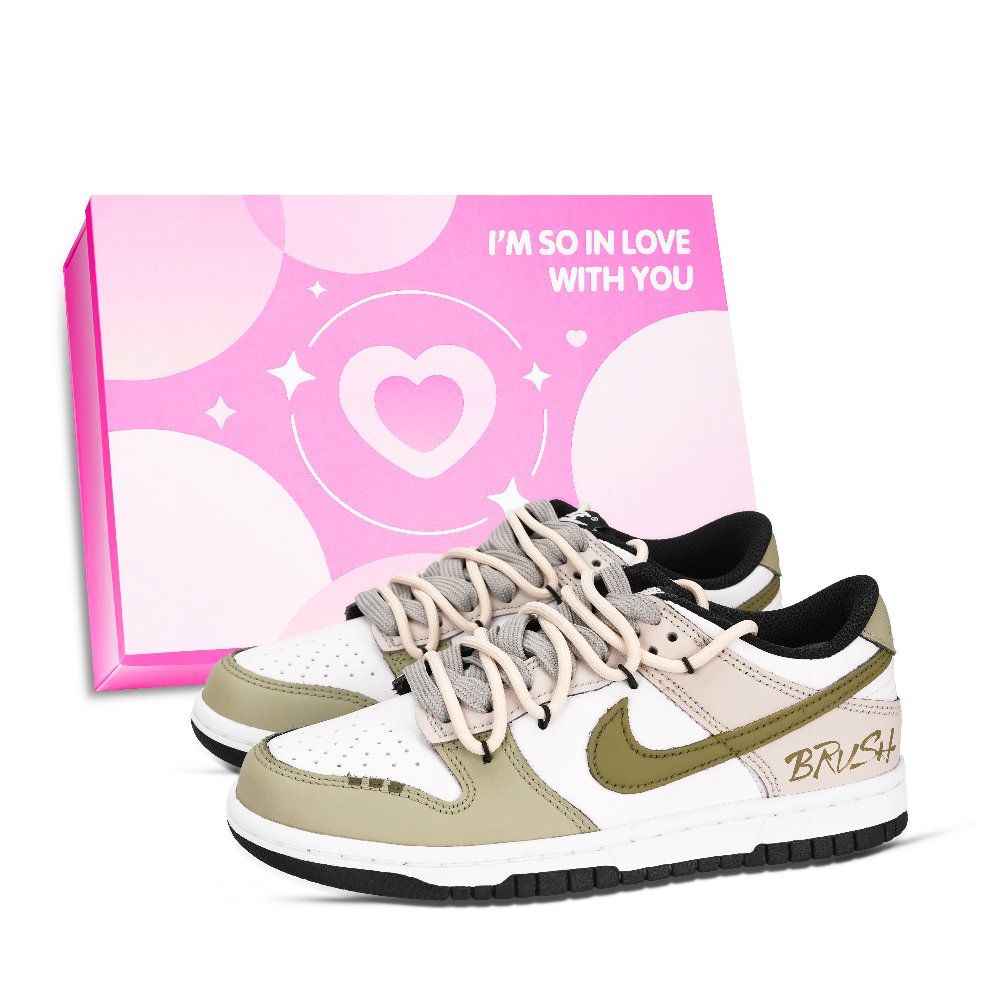 Nike Dunk Black White, Green Graffiti Abrasion Resistant Low Top Skateboard Shoes Unisex Pink White Green
