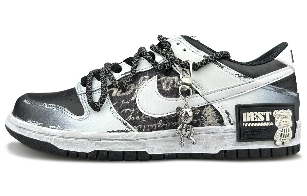 Nike Dunk Black White Bear Low-Top Skateboard Shoes Men's White Black