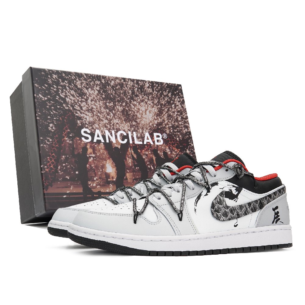 Jordan Air Jordan 1 Low Top Vintage Basketball Shoes Men's White Gray
