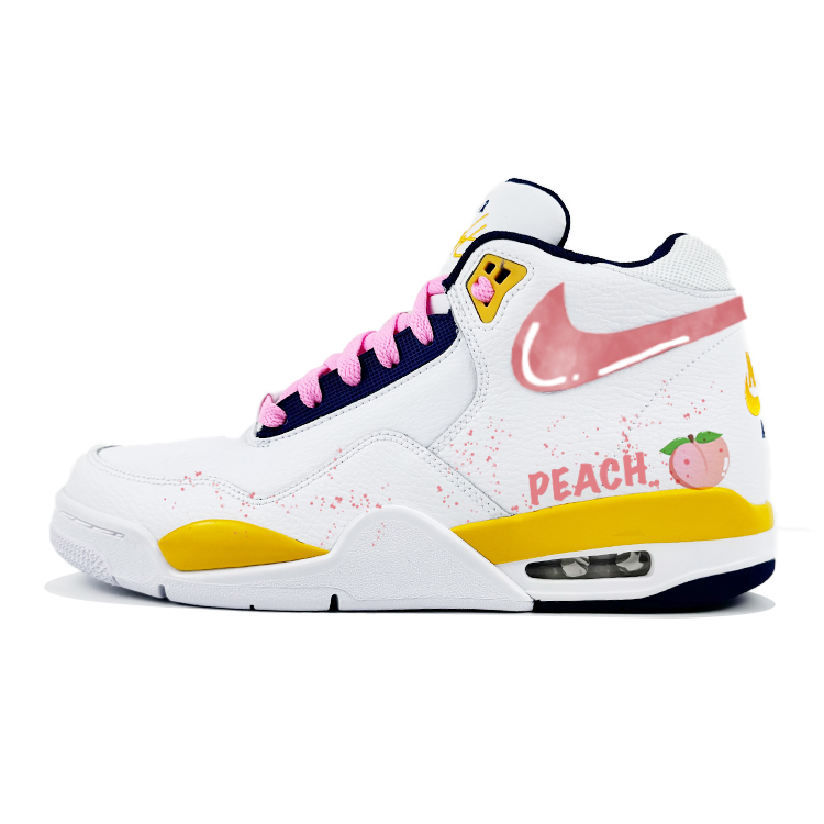 Nike Flight Legacy Slip-Resistant Mid-Top Vintage Basketball Shoes Men's White Pink