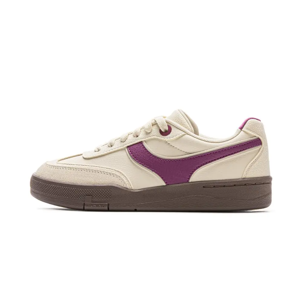 LiNing Abrasion Resistant Balance Lightweight Low top Skateboard Shoes Women's White Purple