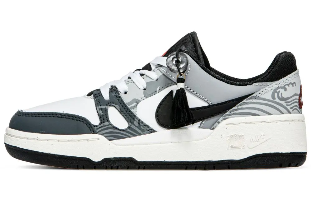 Nike Full Force Tsunami Abrasion Resistant Slip Resistant Low top Skateboard Shoes Men's White Black Gray