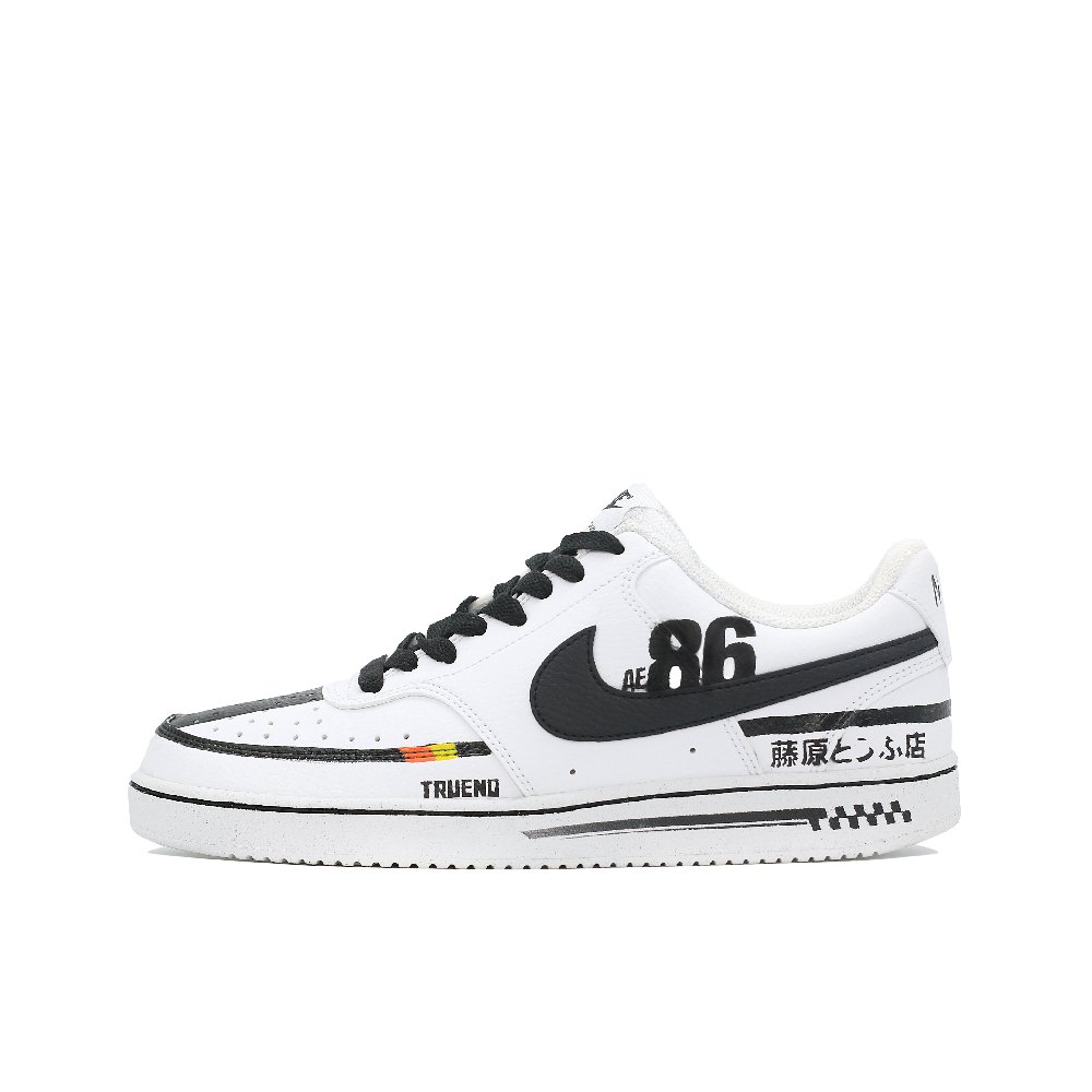 Nike Court Vision 1 Car God 86 Drawn By Ya Anti-Slip Wear-Resistant Low-Top Skateboard Shoes Men's Black White