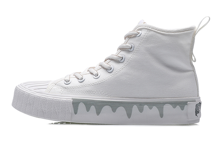 LiNing Anti-Slip And Wear-Resistant Lightweight High-Top Canvas Shoes Women's White Yellow