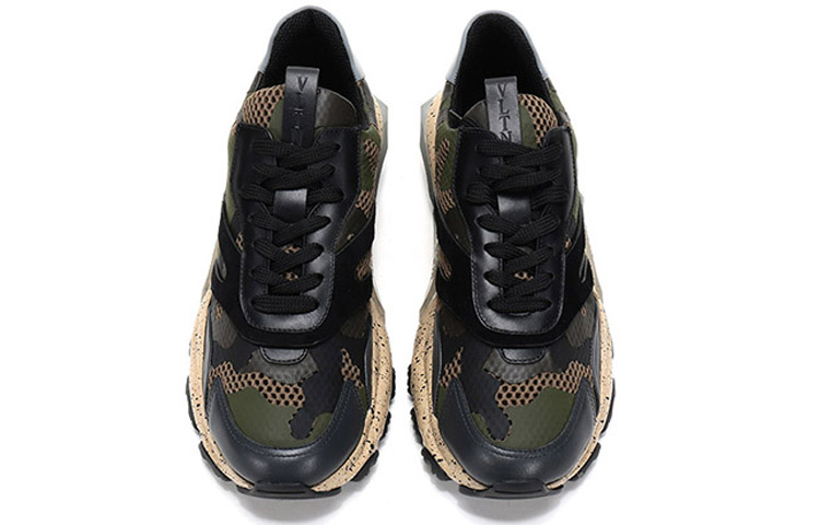 Valentino Bounce Low Top Chunky Sneakers Men's Army Green And Black Color Blocking Distressed Style купить в интернет-магазине Yoocart с быстрой доставкой по России.