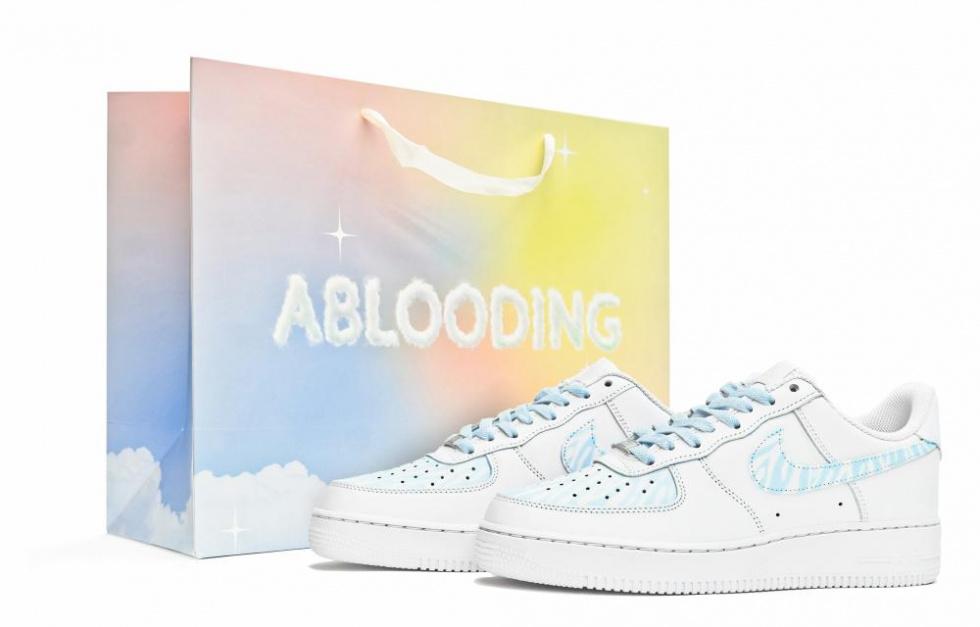 Nike Air Force 1 Low ABLOODING Low-Top Skateboard Shoes Women's White Blue