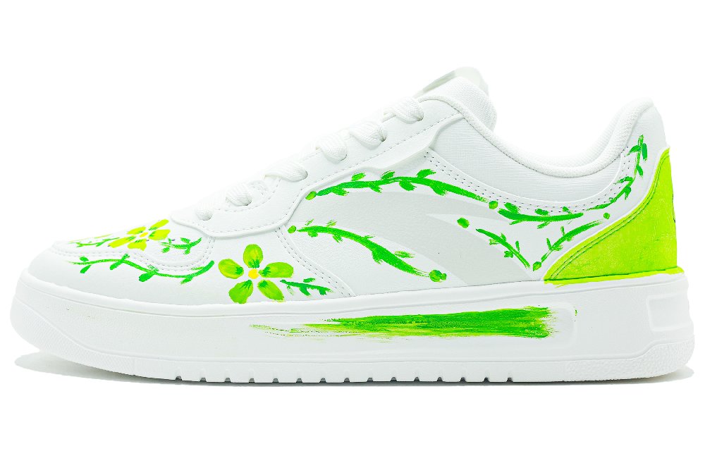 Anta Slip Resistant Cushioning Coverage Low Top Skateboard Shoes Men's White Green Yellow