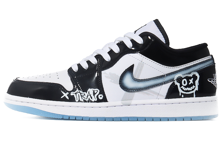 Jordan Air Jordan 1 Anti-Slip Wear-Resistant Low-Top Vintage Basketball Shoes Men's White Black