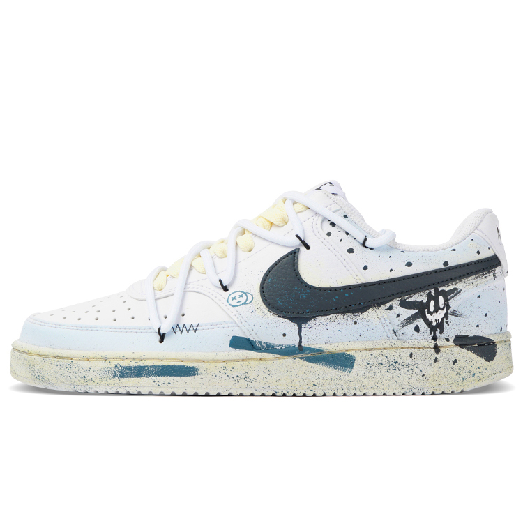 Nike Court Vision 1 Slip-Resistant Cushioning Impact-Resistant Low-Top Skateboard Shoes Men's Blue White