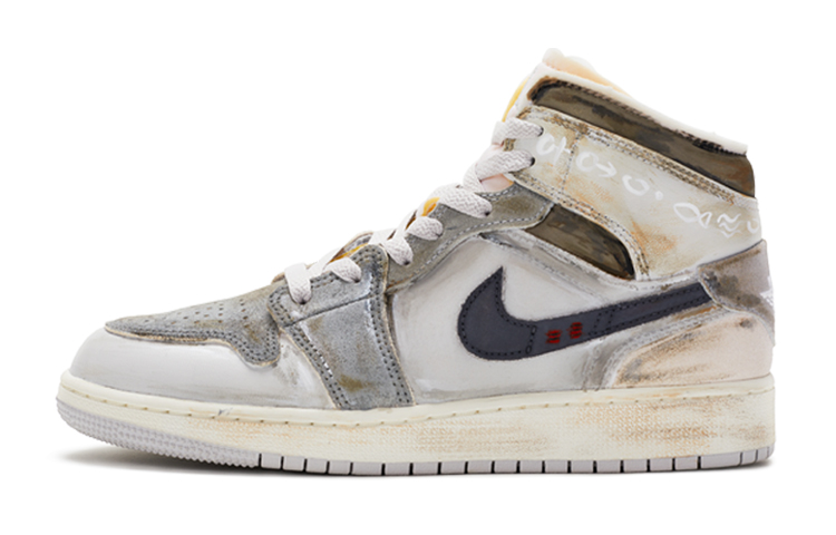 Jordan Air Jordan 1 Mid SE Craft Anti Slip Wear Resistant High Top Vintage Basketball Shoes GS Gray White Brown