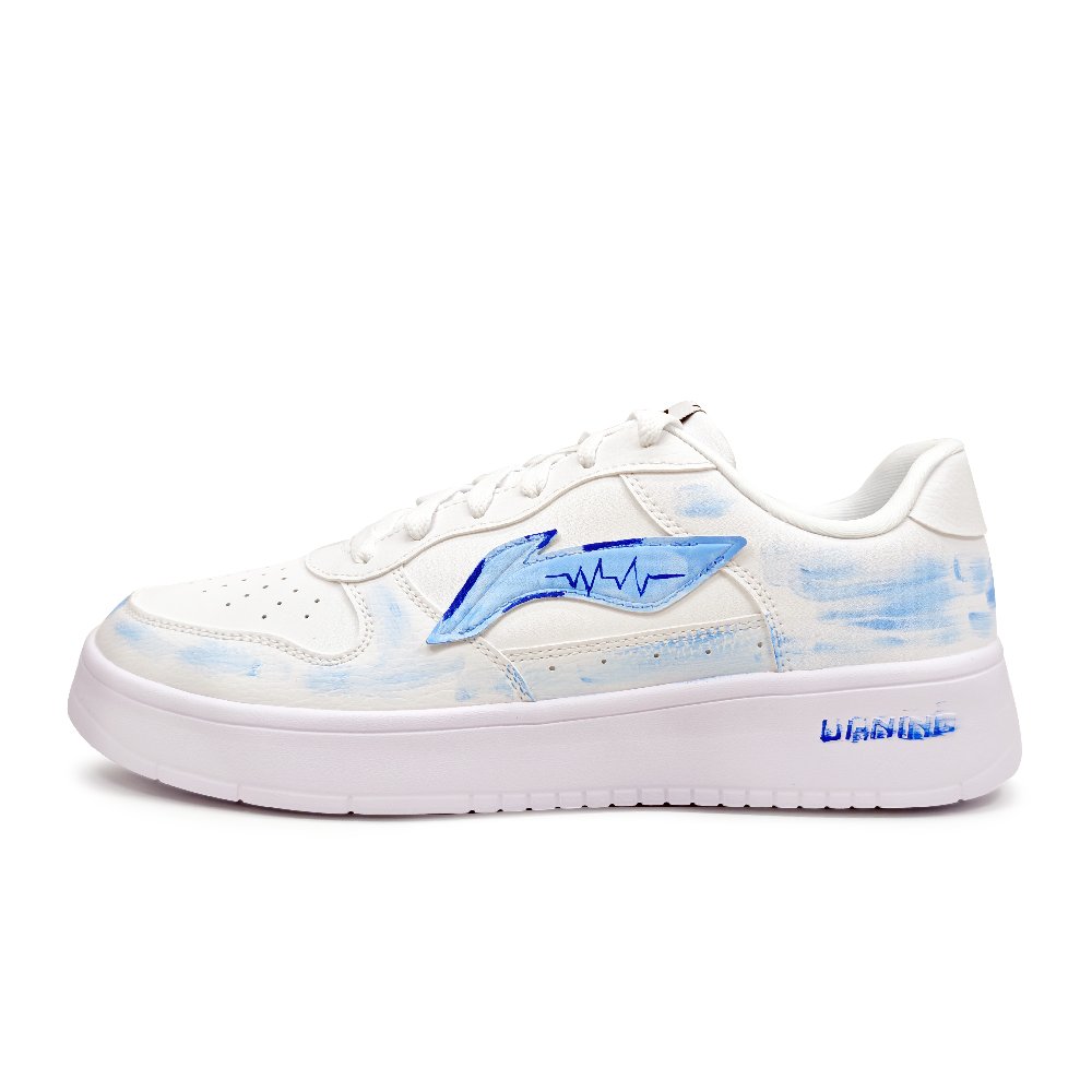 LiNing Pontoon Boats Lightweight Breathable Height Increasing Low Top Skateboard Shoes Unisex White