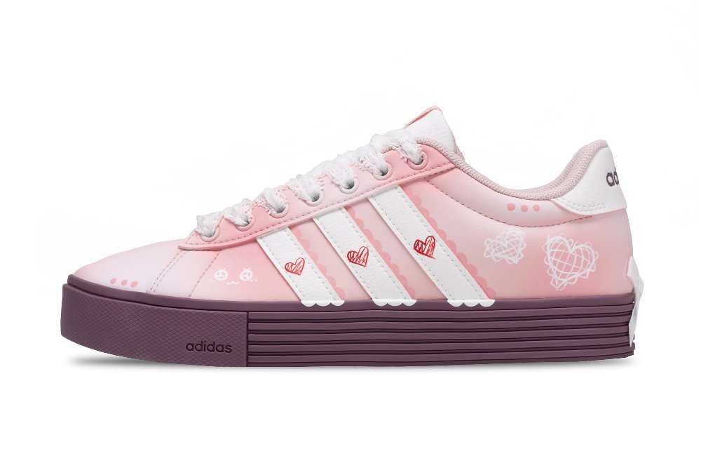Adidas Daily 4.0 I Like You Abrasion Resistant Low Top Skateboard Shoes Unisex White Pink