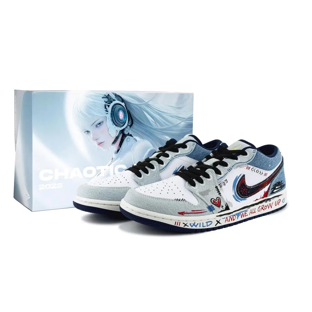 Jordan Air Jordan 1 Abrasion Resistant Coverage Low top Vintage Basketball Shoes Men's Blue White