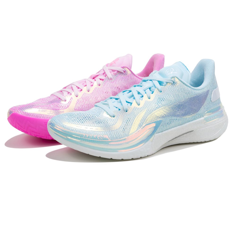 LiNing Gamma Anti Slip Wear Resistant Low Top Basketball Shoes Men's Blue Pink Mismatched