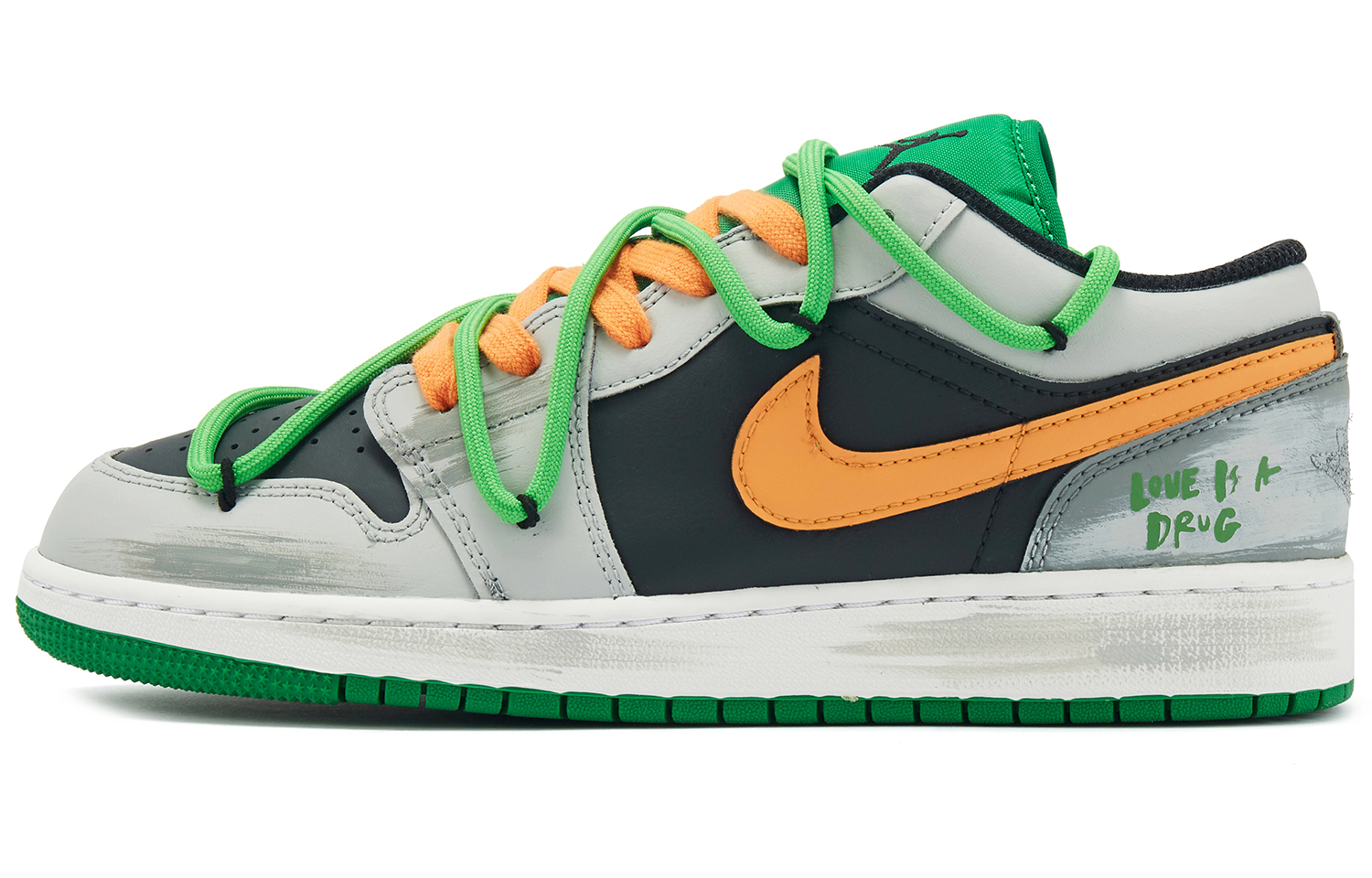 Jordan Air Jordan 1 Low Sweet Orange Kiwi Breathable Lightweight Low-Top Vintage Basketball Shoes GS Gray Green Orange