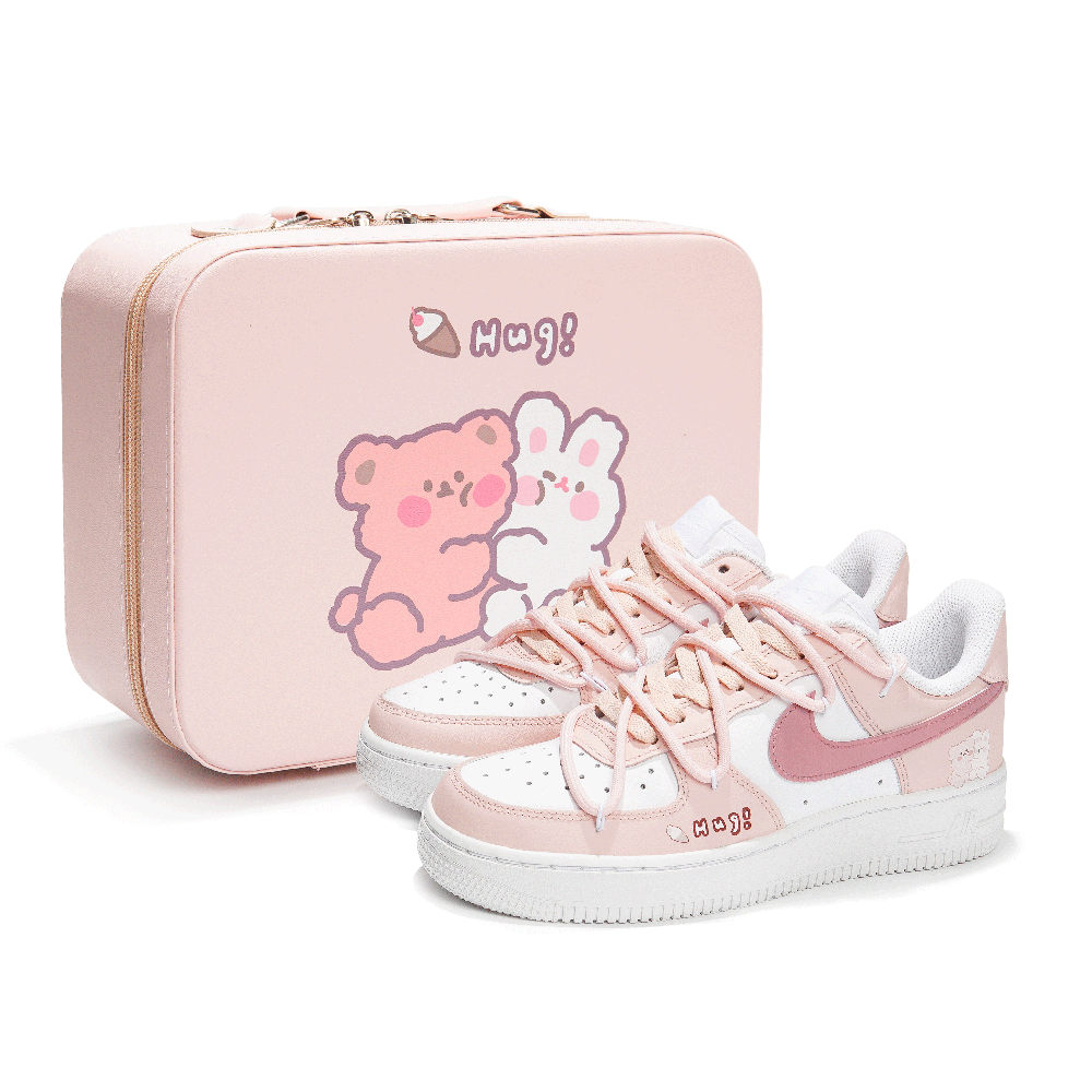 Nike Air Force 1 Slip-Resistant Low-Top Skateboard Shoes Women's White Pink