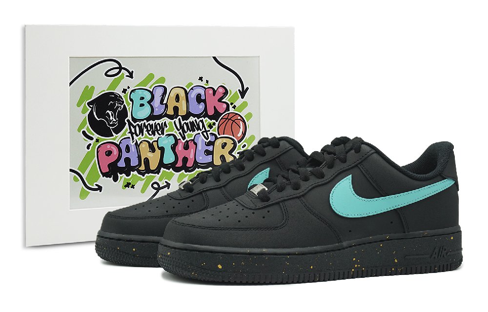 Nike Air Force 1 Low-Top Skateboard Shoes Women's Black Blue