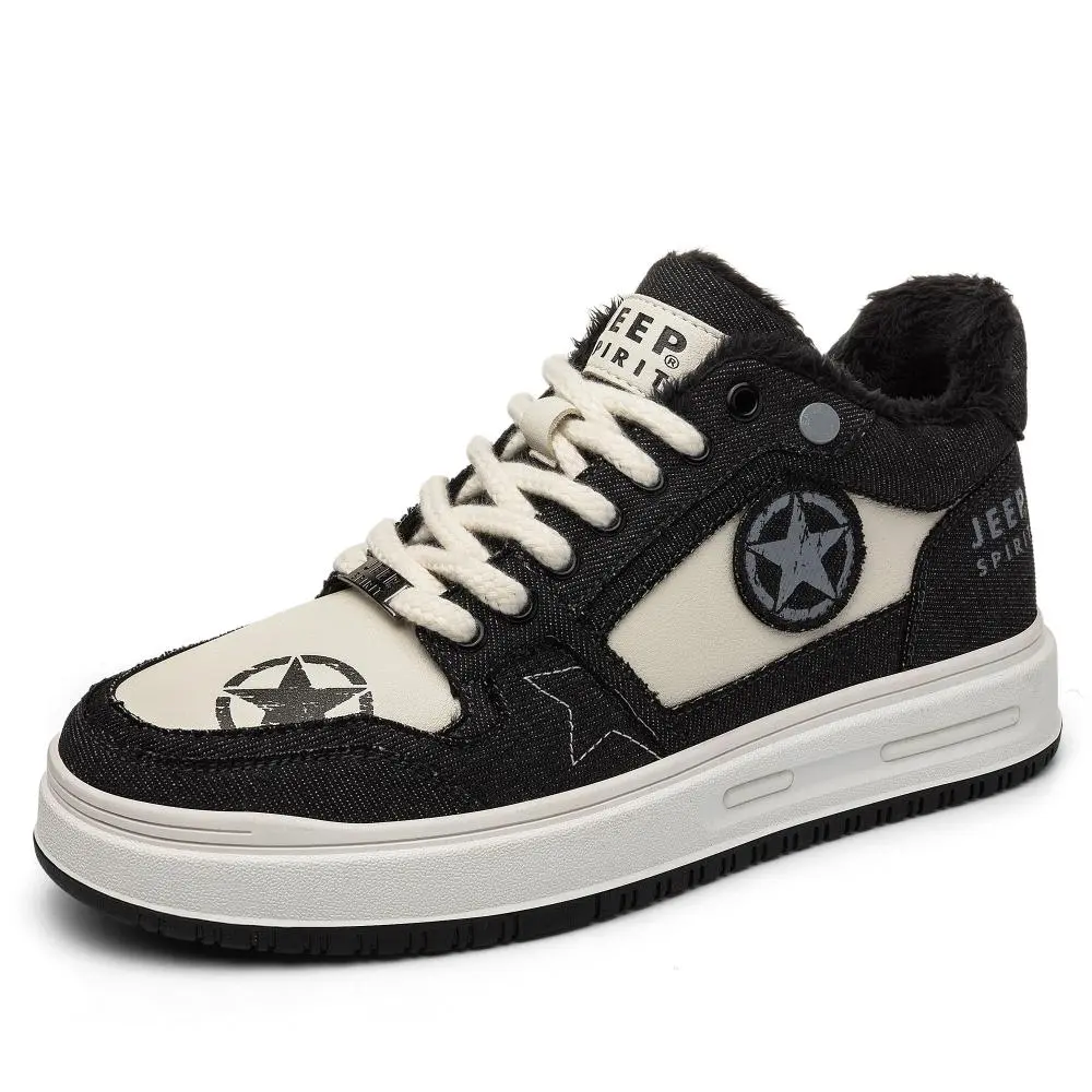 JEEP SPIRIT Thermal Waterproof Abrasion Resistant Coverage Low top Skateboard Shoes Men's White Black