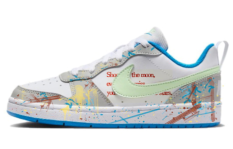 Nike Court Borough Skateboard Shoes Women's Low-Top White Blue
