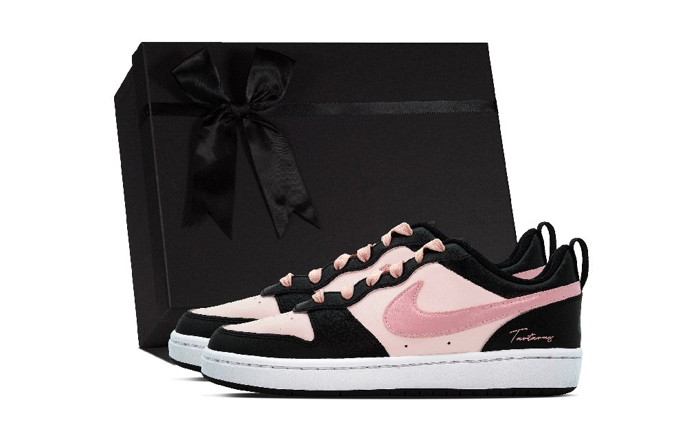 Nike Court Borough Skateboard Shoes Women's Low-Top Black Pink/White
