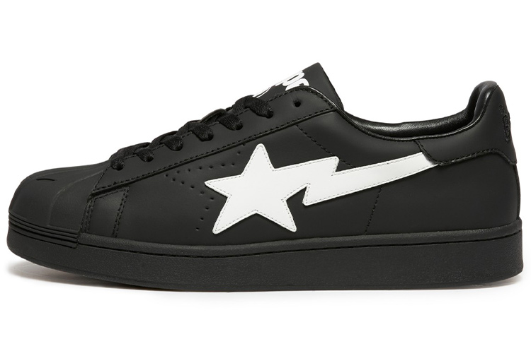 A BATHING APE SKULL STA Stylish Skateboarding Shoes Men's Black White