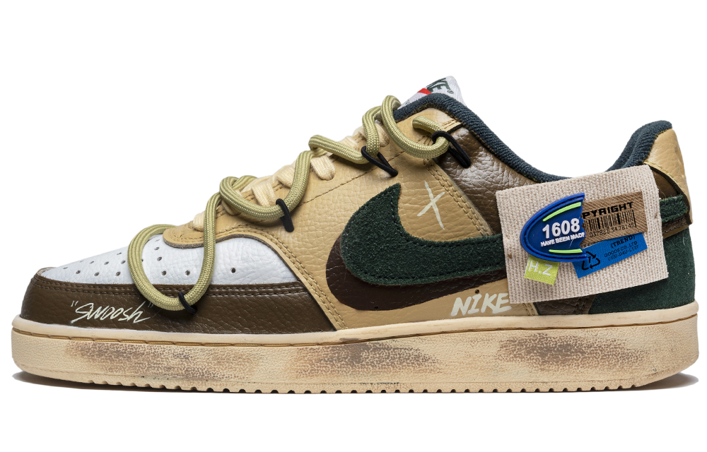 Nike Court Vision 1 Anti-Slip Wear-Resistant Low-Top Skateboard Shoes Unisex Mocha Green