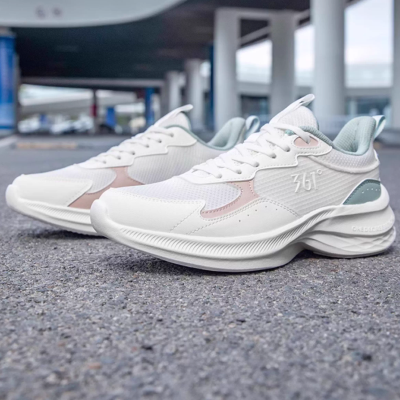 361° Anti Slip Wear Resistant Low Top Casual Sprint Running Shoes Women's White Gray Green купить в интернет-магазине Yoocart с быстрой доставкой по России.