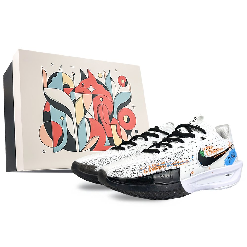 Nike Air Zoom G.T. Cut 3 Cushioning Wear-Resistant Low-Top Basketball Shoes Unisex White Blue