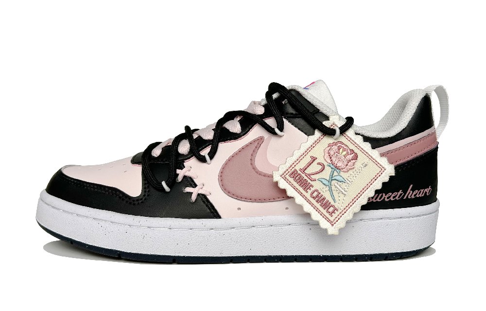 Nike Court Borough Anti Slip Wear Resistant Low Top Skateboard Shoes Women's Black Pink