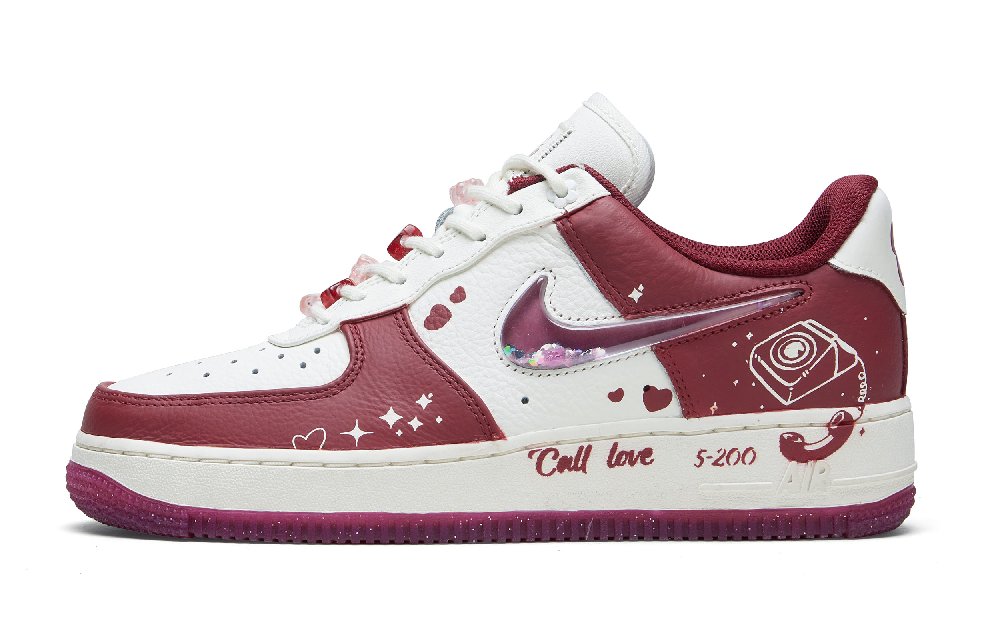 Nike Air Force 1 'Valentine Day' Low-Top Skateboard Shoes Women's White Red