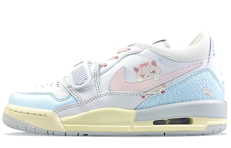 Jordan Legacy 312 Cushioned Slip-Resistant Low-Top Vintage Basketball Shoes Women's Blue Pink