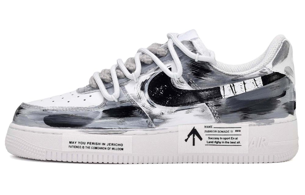 Nike Air Force 1 Low CUS ID Low-Top Skateboard Shoes Unisex Black White Gray