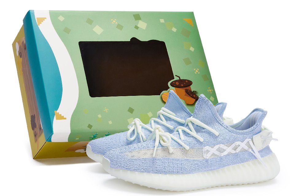 Adidas Originals Yeezy Boost 350 V2 Anti-Slip Wear-Resistant Low-Top Casual Shoes Unisex White Blue