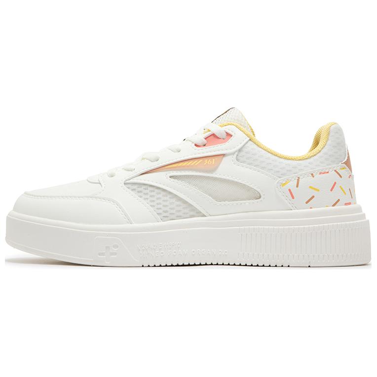 361° Anti-Slip Wear-Resistant Low-Top Skateboard Shoes Women's White Yellow