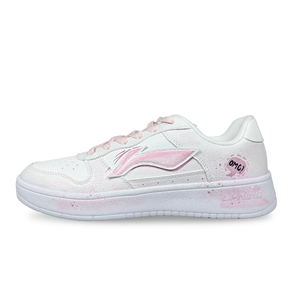 LiNing Pontoon Boats Cushioning Abrasion Resistant Breathable Low Top Skateboard Shoes Men's Pink White