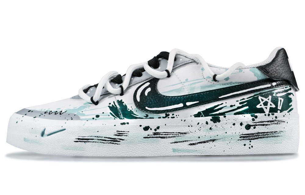 Nike Court Shot Vast Stars Abrasion Resistant Low Top Skateboard Shoes Men's White Green