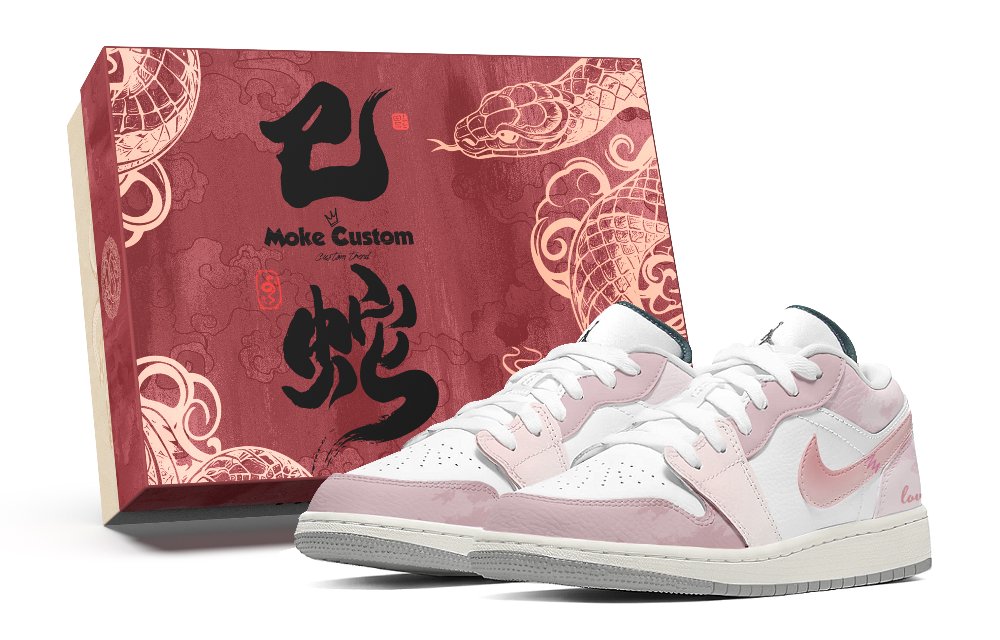 Jordan Air Jordan 1 Anti Slip Wear Resistant Low Top Vintage Basketball Shoes Unisex Pink