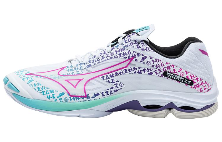 Mizuno Wave Lightning Z7 Anti-Slip Wear-Resistant Low-Top Volleyball Shoes Unisex White Purple