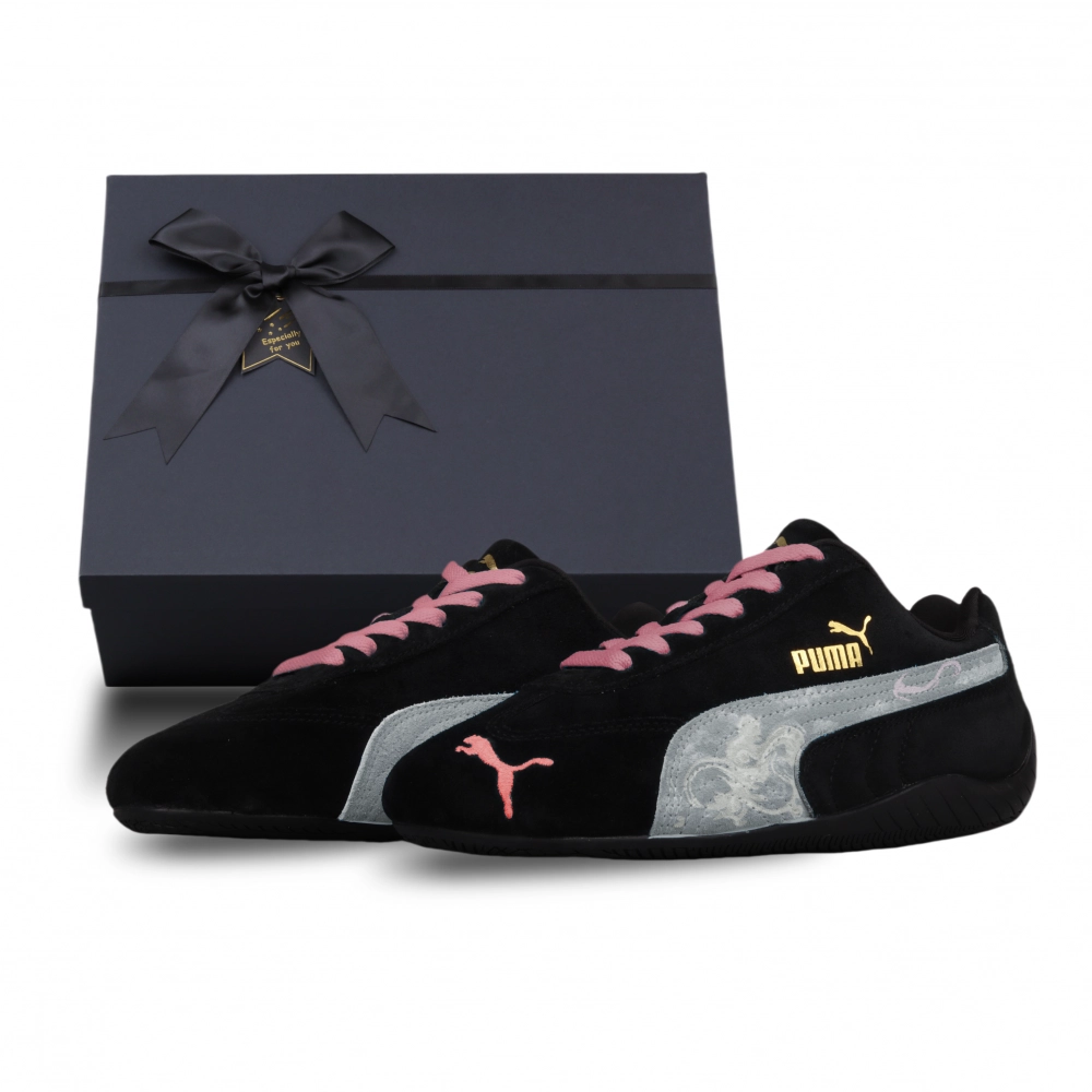 PUMA Speedcat Collection Yitiao Ya, Flying Brocade Low Top Casual Shoes Unisex Black Moon White