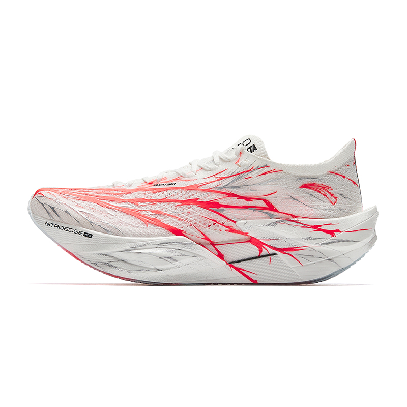 ANTA C202 6.0 PRO Running Shoes Women's Low Top Papyrus White, Neon Bright Dark Red, Silver