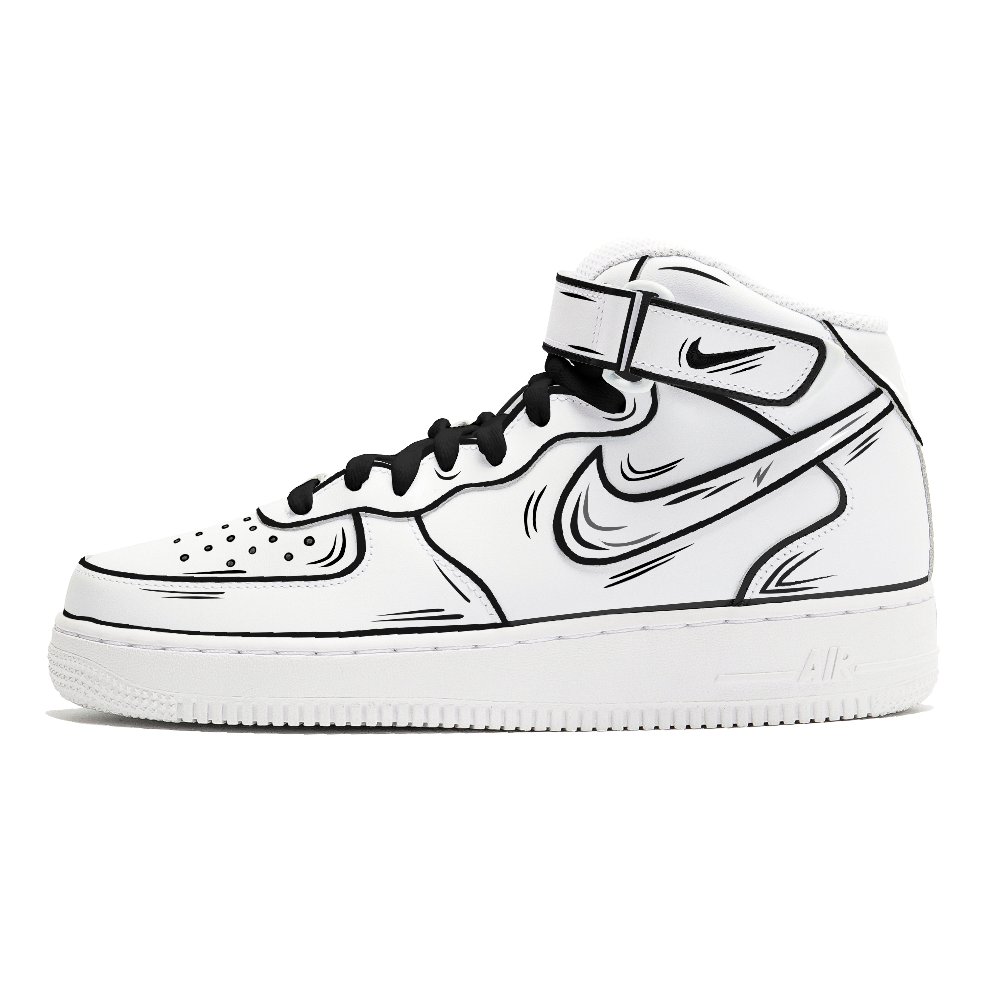Nike Air Force 1 Coverage Anti-Slip And Wear-Resistant Mid-Top Skateboard Shoes Men's White Black