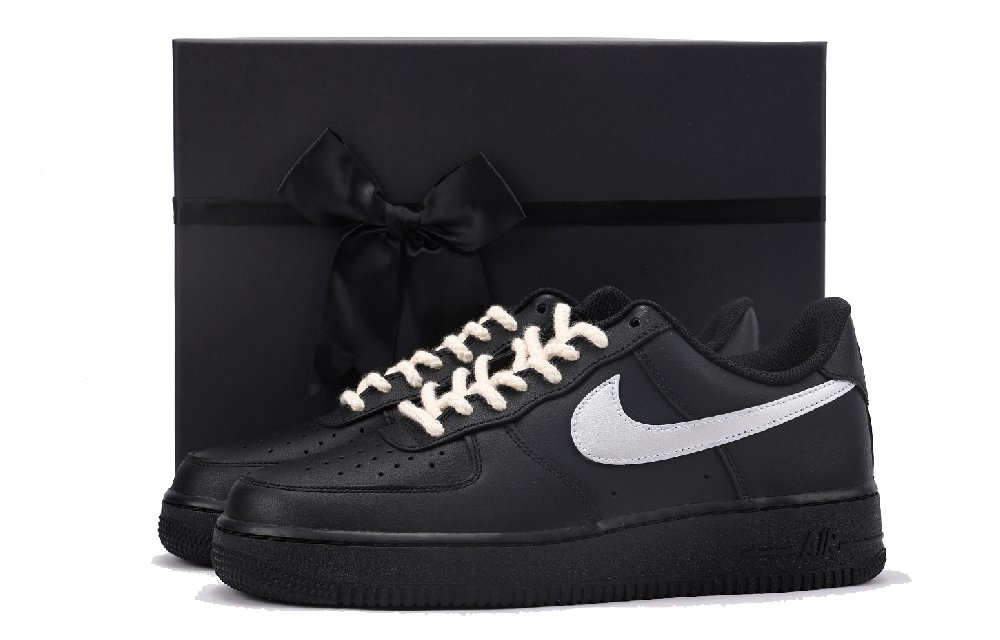 Nike Air Force 1 Anti-Slip Wear-Resistant Low-Top Skateboard Shoes GS Silver Black