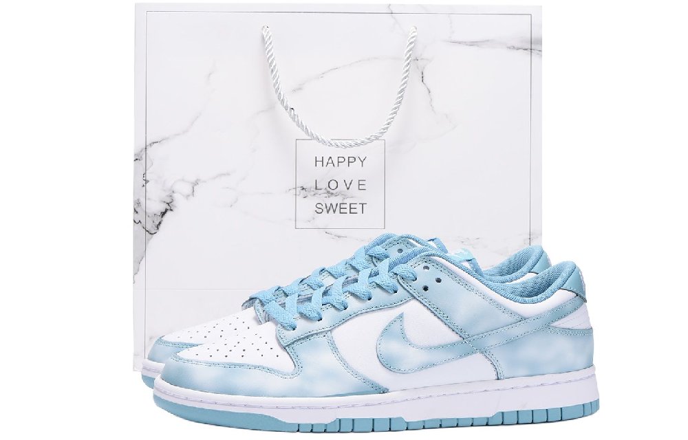 Nike Dunk Slip-Resistant Coverage Low-Top Skateboard Shoes Unisex White Blue